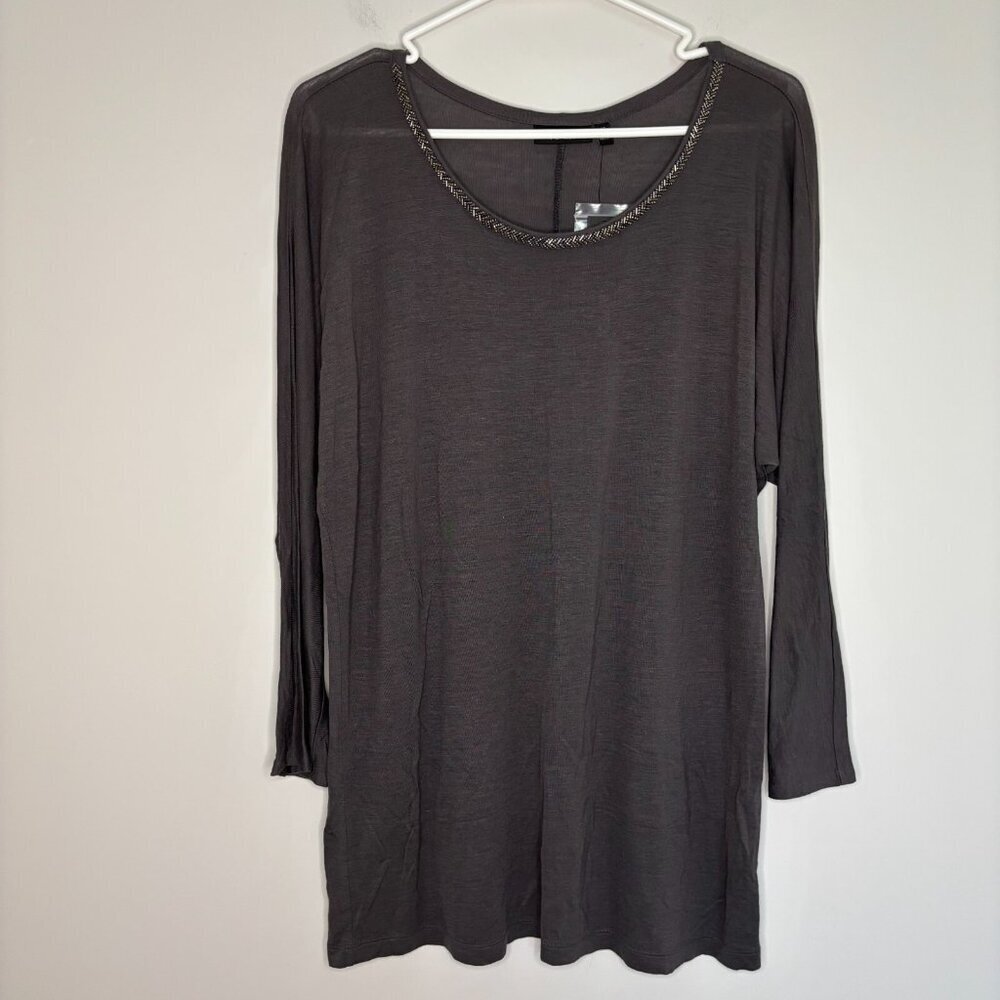 Apt 9 New Tee Women M Brown Embellished 3/4 Raglan Sleeve Soft Stretch